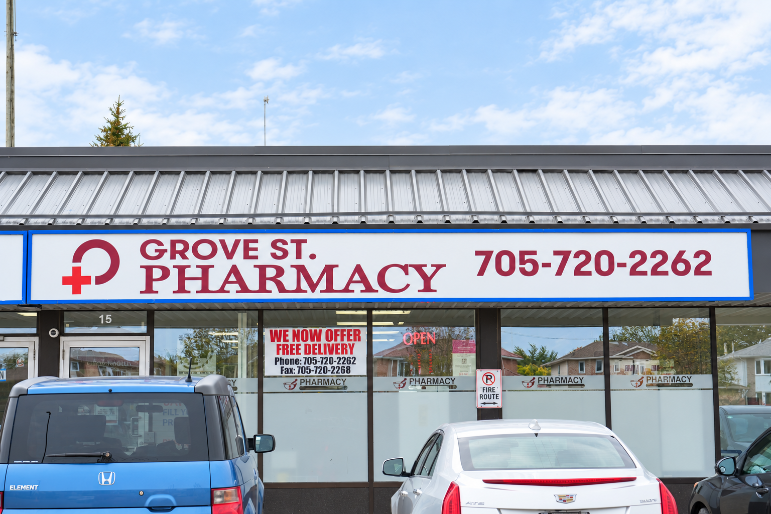 Exterior entrance of Grove St Pharmacy